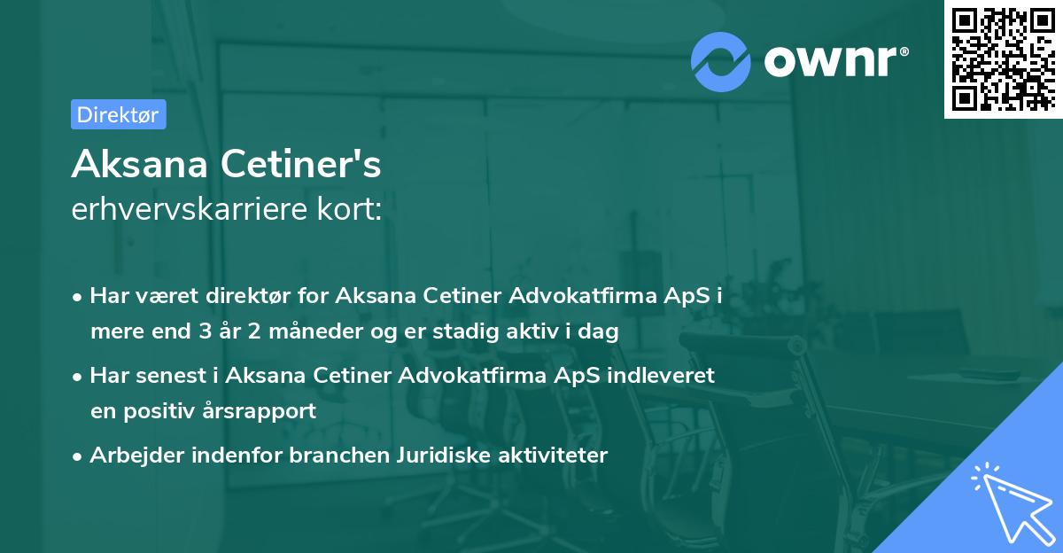 Aksana Cetiner's erhvervskarriere kort