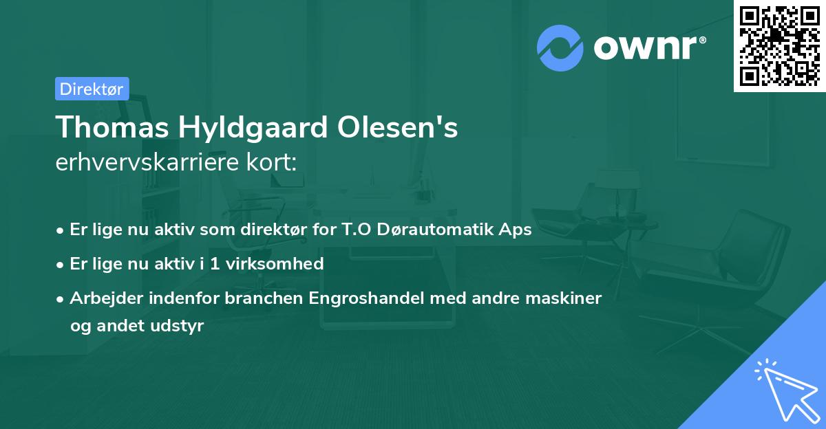 Thomas Hyldgaard Olesen's erhvervskarriere kort