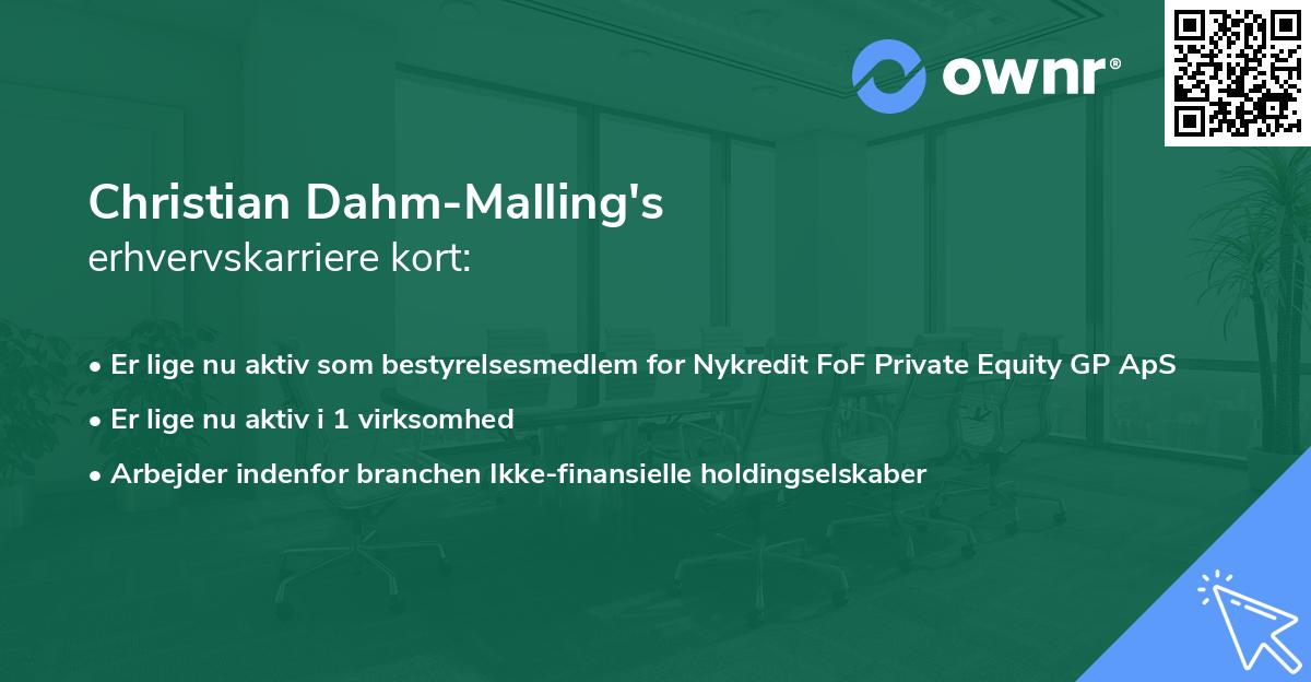 Christian Dahm-Malling's erhvervskarriere kort