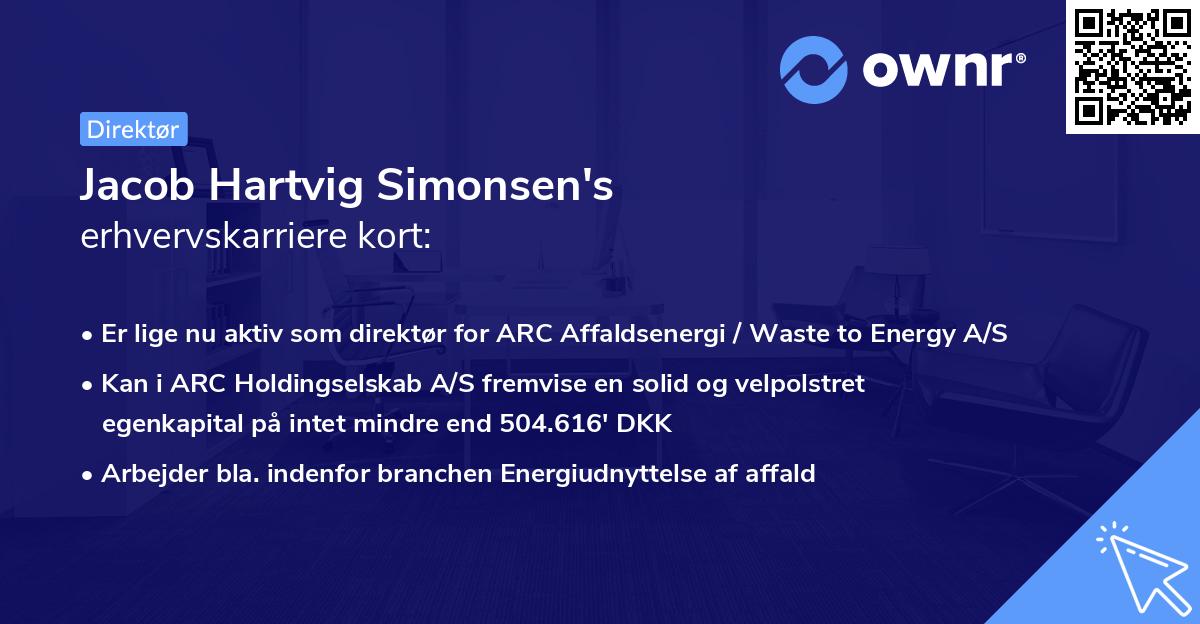 Jacob Hartvig Simonsen's erhvervskarriere kort