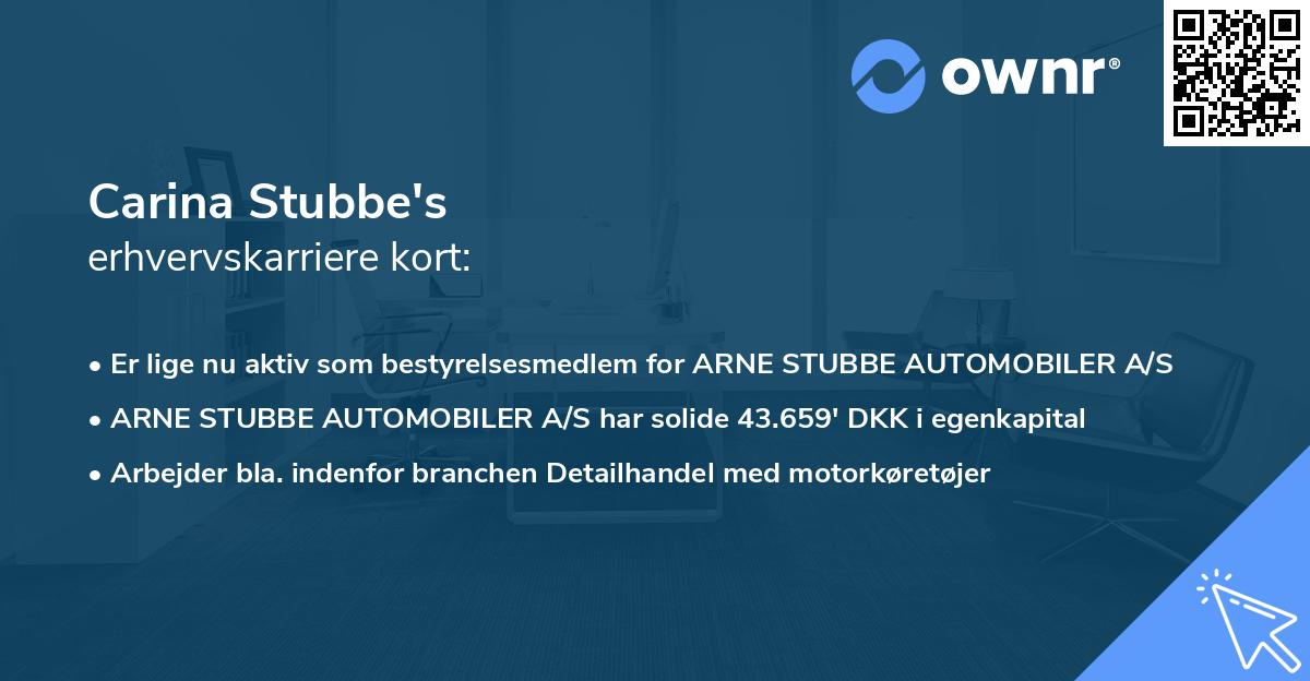 Carina Stubbe's erhvervskarriere kort