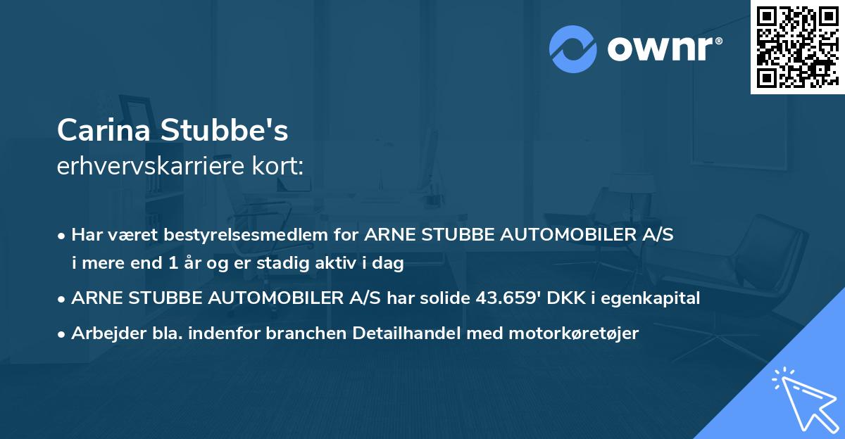 Carina Stubbe's erhvervskarriere kort