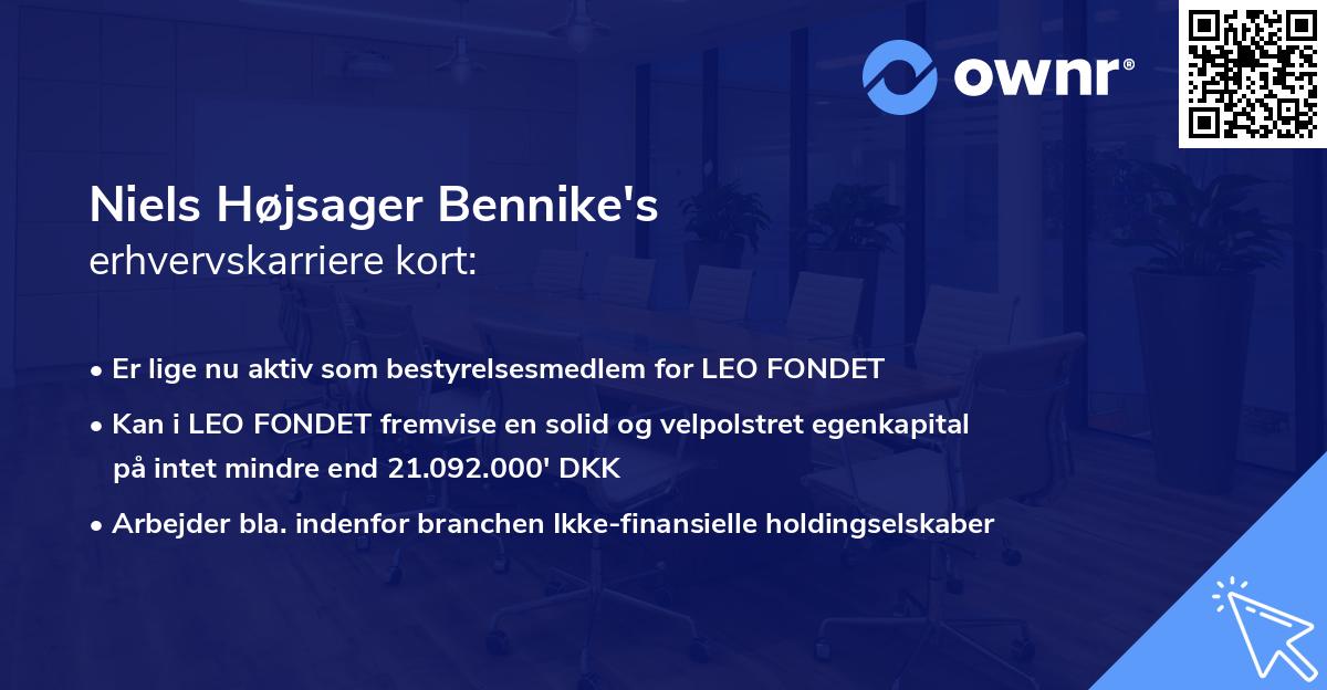 Niels Højsager Bennike's erhvervskarriere kort