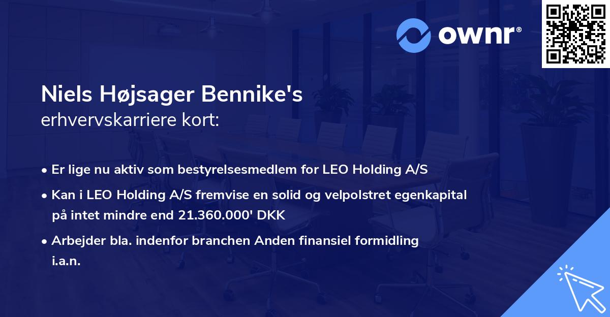 Niels Højsager Bennike's erhvervskarriere kort