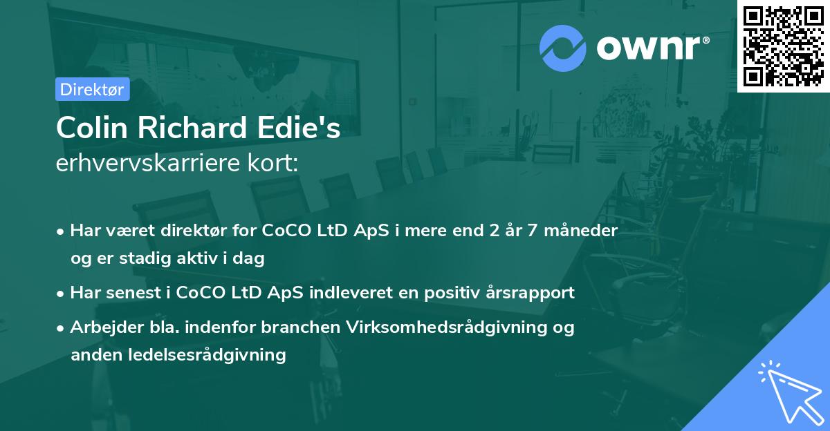 Colin Richard Edie's erhvervskarriere kort