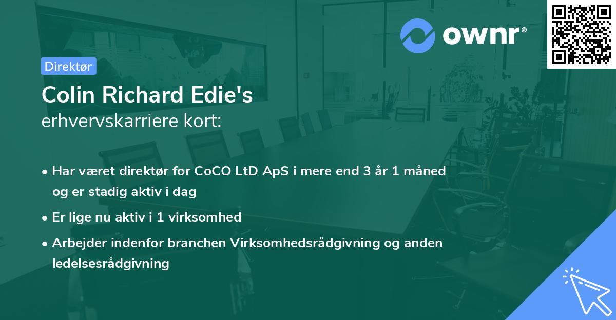 Colin Richard Edie's erhvervskarriere kort