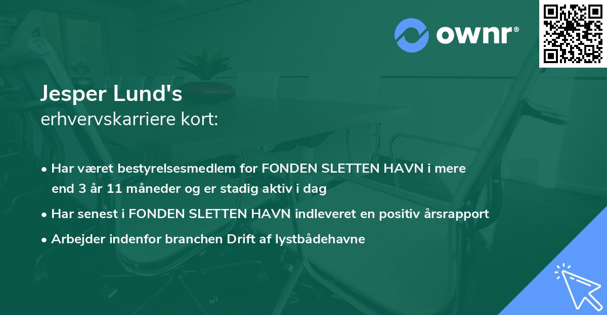 Jesper Lund's erhvervskarriere kort