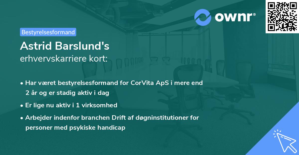 Astrid Barslund's erhvervskarriere kort
