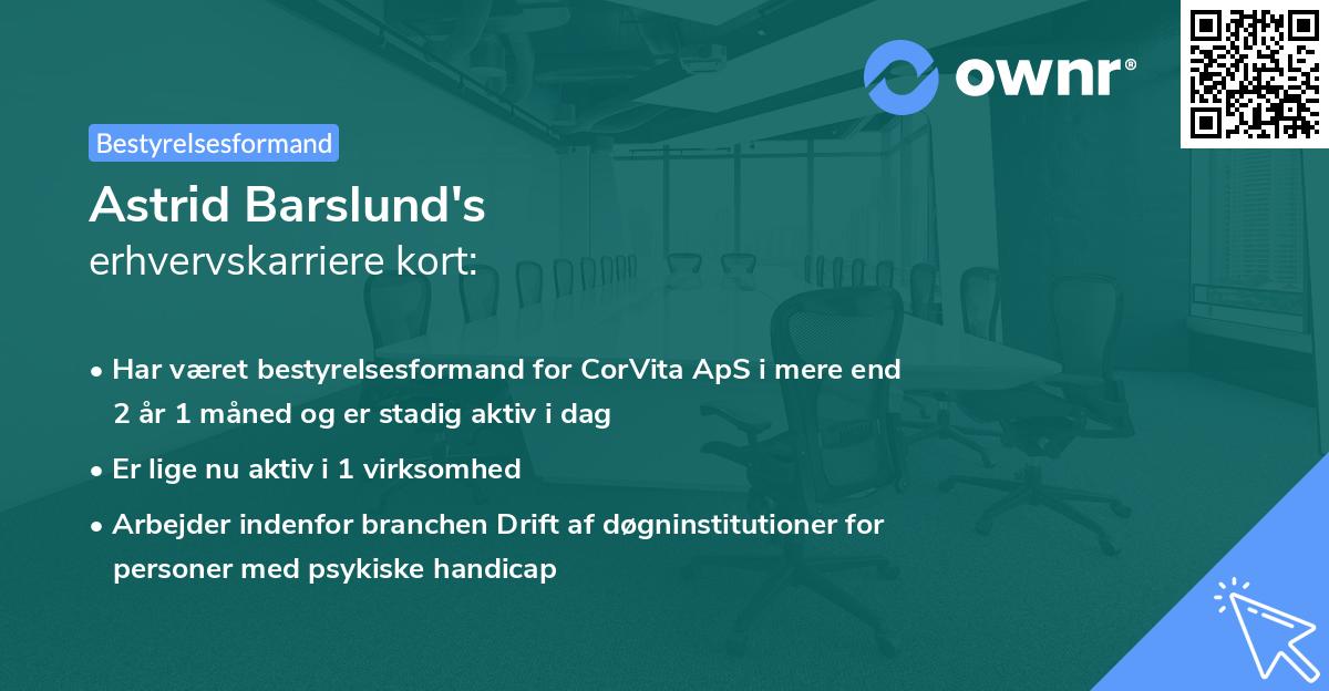 Astrid Barslund's erhvervskarriere kort