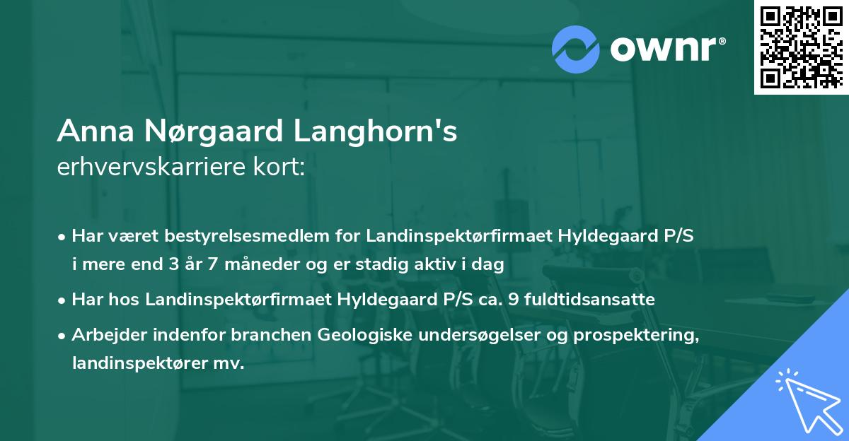Anna Nørgaard Langhorn's erhvervskarriere kort
