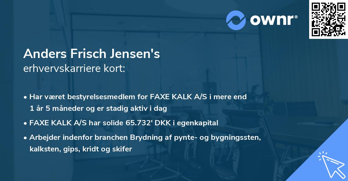 Anders Frisch Jensen's erhvervskarriere kort