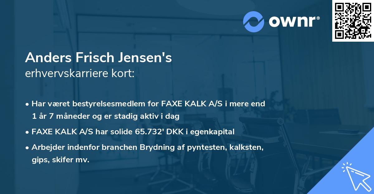 Anders Frisch Jensen's erhvervskarriere kort