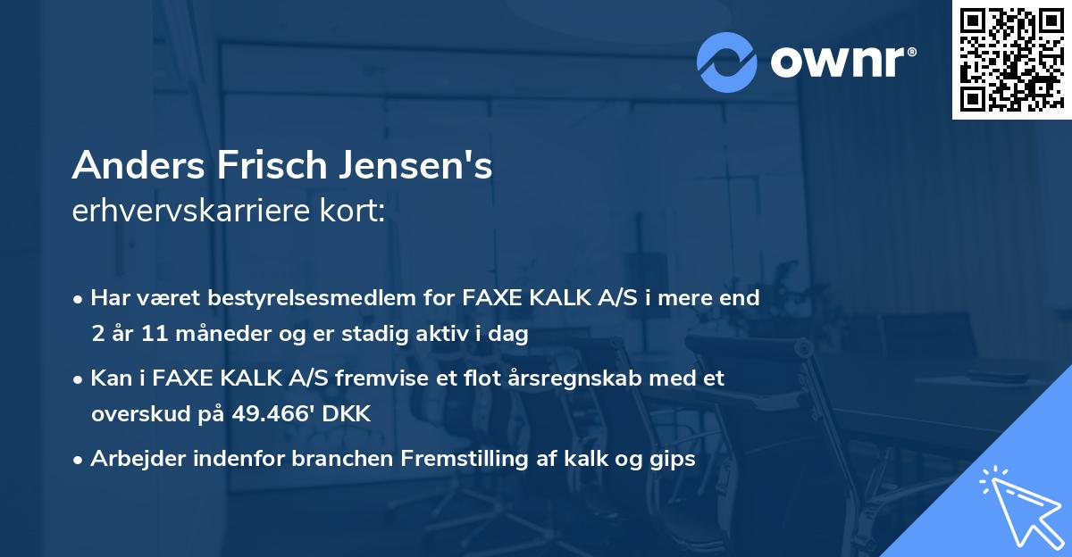Anders Frisch Jensen's erhvervskarriere kort