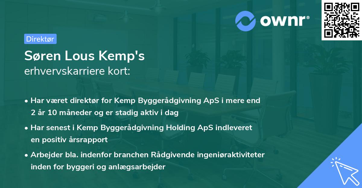 Søren Lous Kemp's erhvervskarriere kort