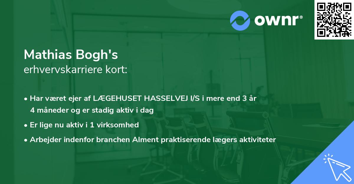Mathias Bogh's erhvervskarriere kort