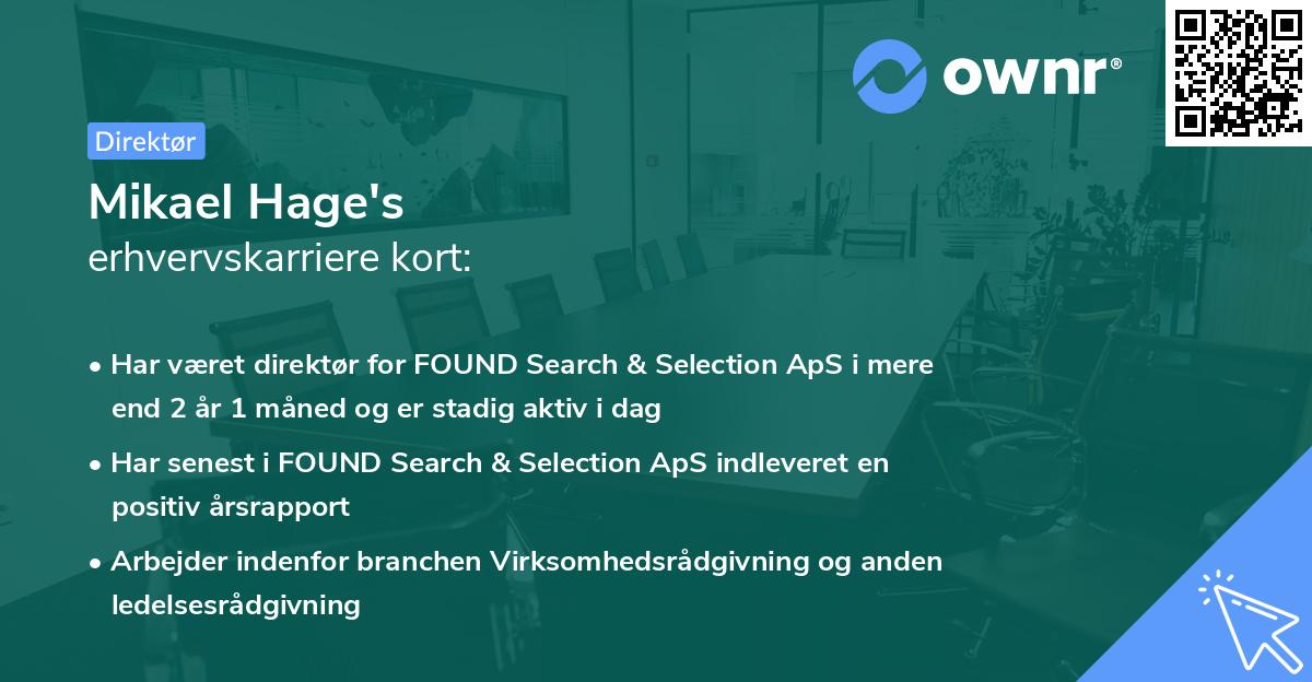 Mikael Hage's erhvervskarriere kort