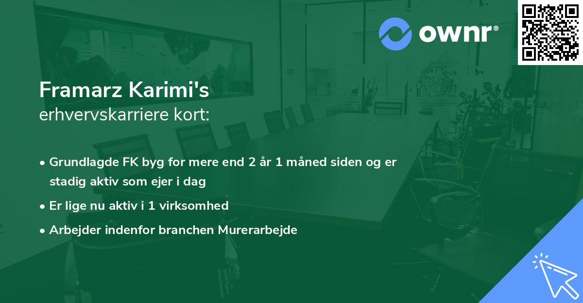 Framarz Karimi's erhvervskarriere kort