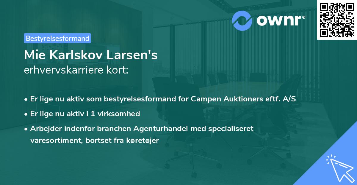 Mie Karlskov Larsen's erhvervskarriere kort