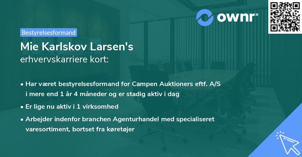 Mie Karlskov Larsen's erhvervskarriere kort