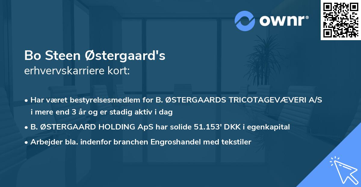 Bo Steen Østergaard's erhvervskarriere kort