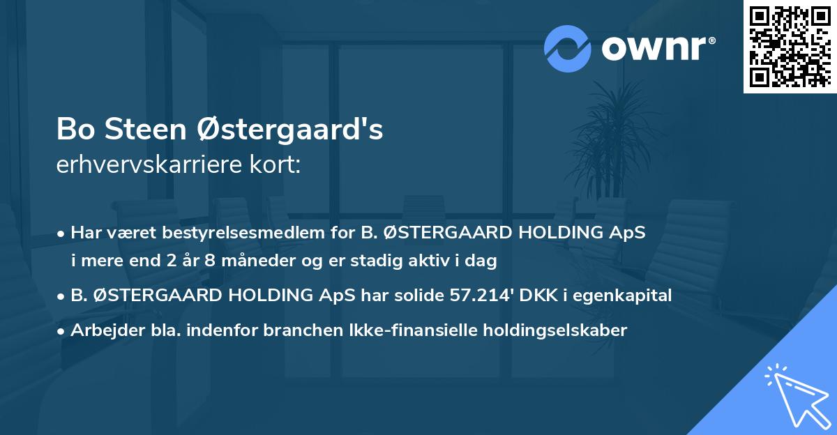 Bo Steen Østergaard's erhvervskarriere kort