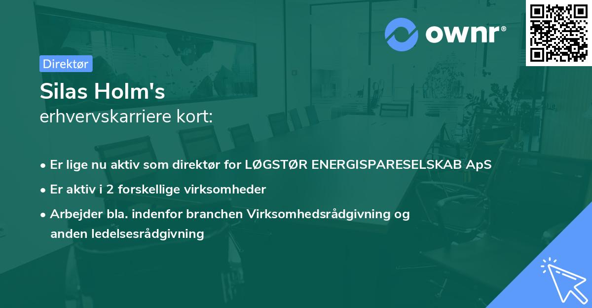Silas Holm's erhvervskarriere kort