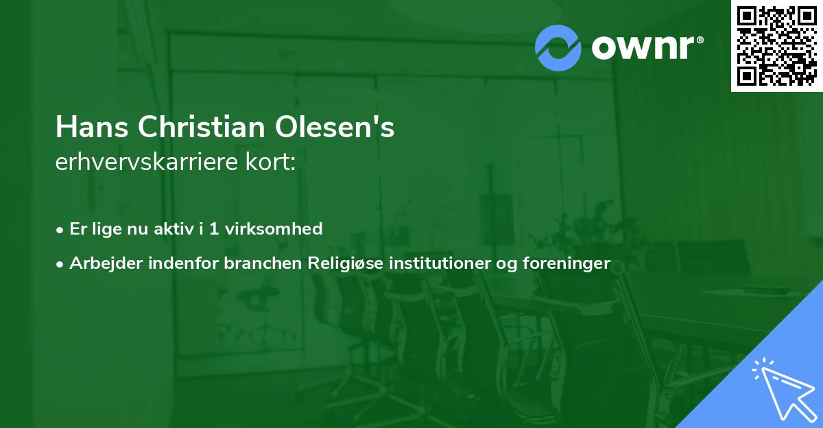 Hans Christian Olesen's erhvervskarriere kort