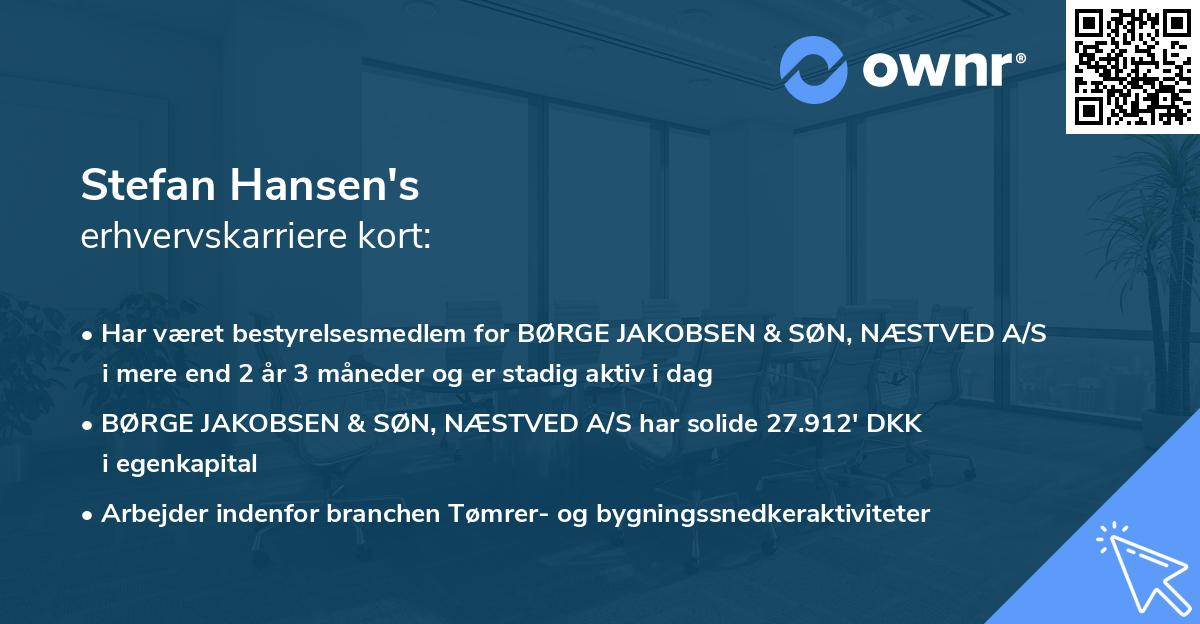 Stefan Hansen's erhvervskarriere kort