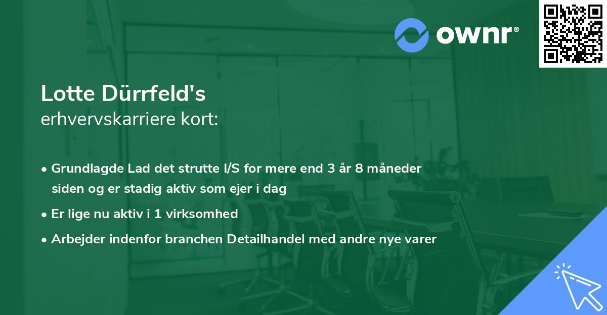 Lotte Dürrfeld's erhvervskarriere kort
