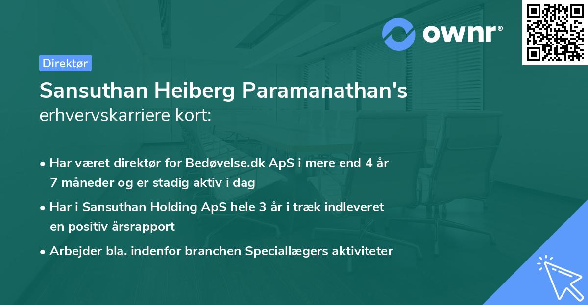 Sansuthan Heiberg Paramanathan's erhvervskarriere kort