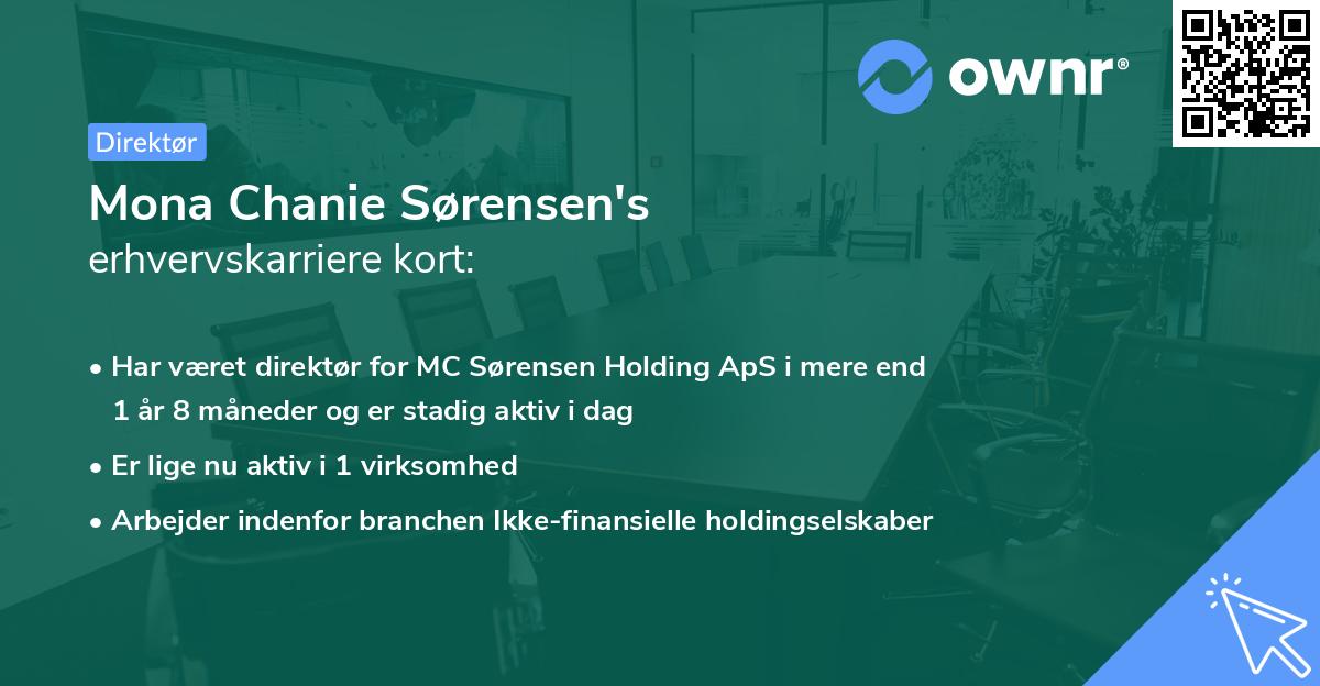 Mona Chanie Sørensen's erhvervskarriere kort