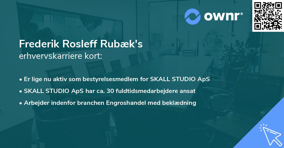 Frederik Rosleff Rubæk's erhvervskarriere kort