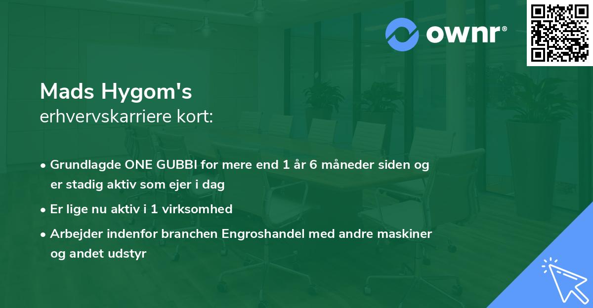 Mads Hygom's erhvervskarriere kort