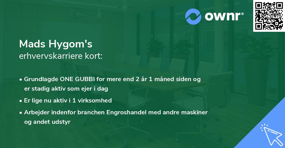 Mads Hygom's erhvervskarriere kort