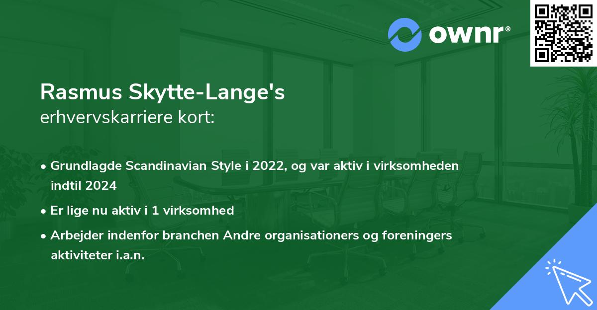 Rasmus Skytte-Lange's erhvervskarriere kort