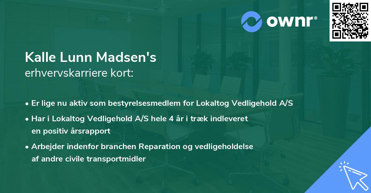 Kalle Lunn Madsen's erhvervskarriere kort