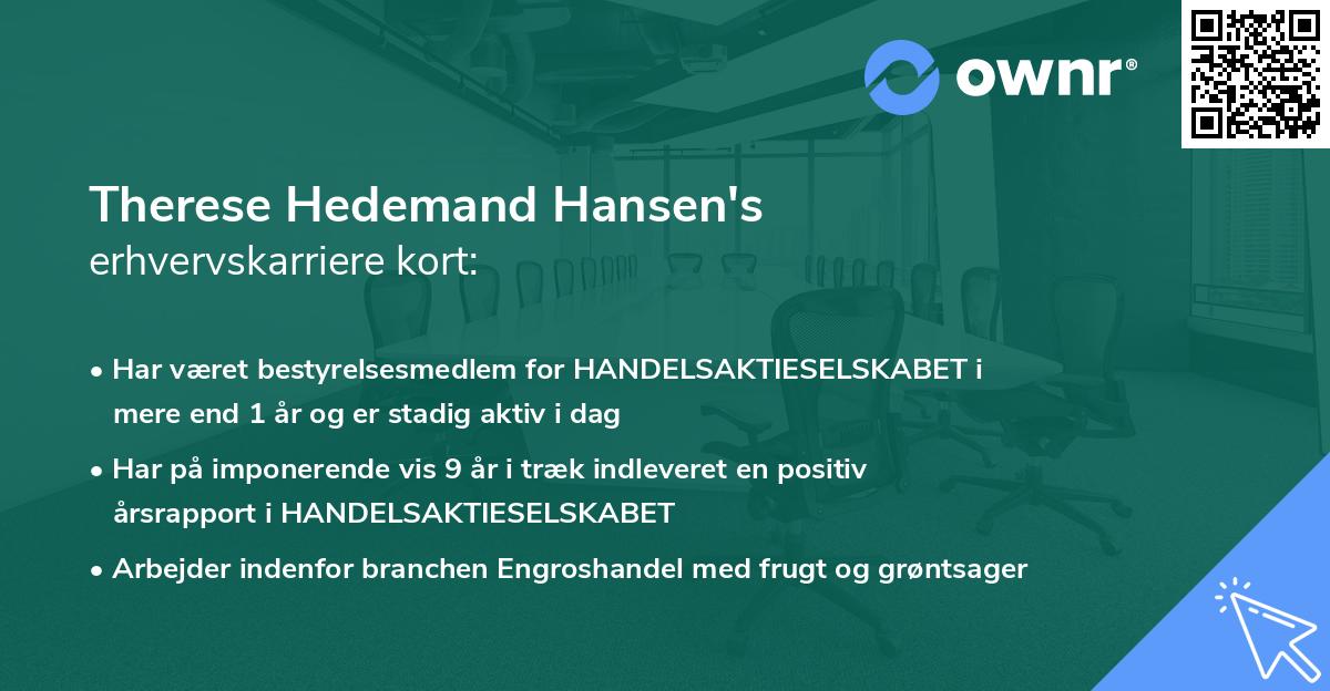 Therese Hedemand Hansen's erhvervskarriere kort