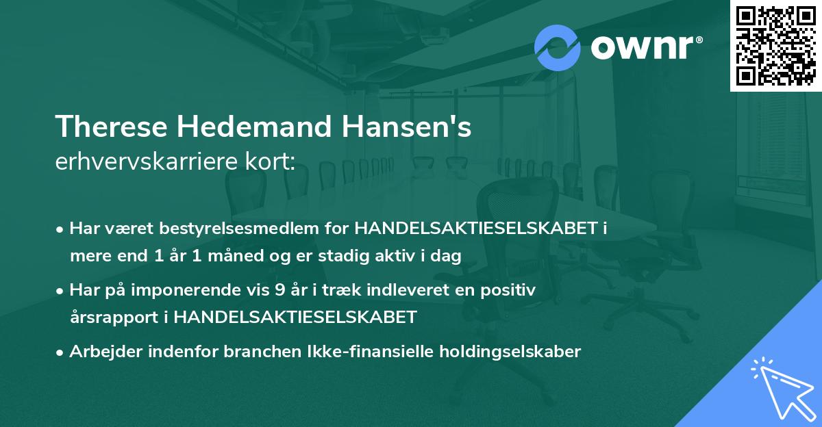 Therese Hedemand Hansen's erhvervskarriere kort
