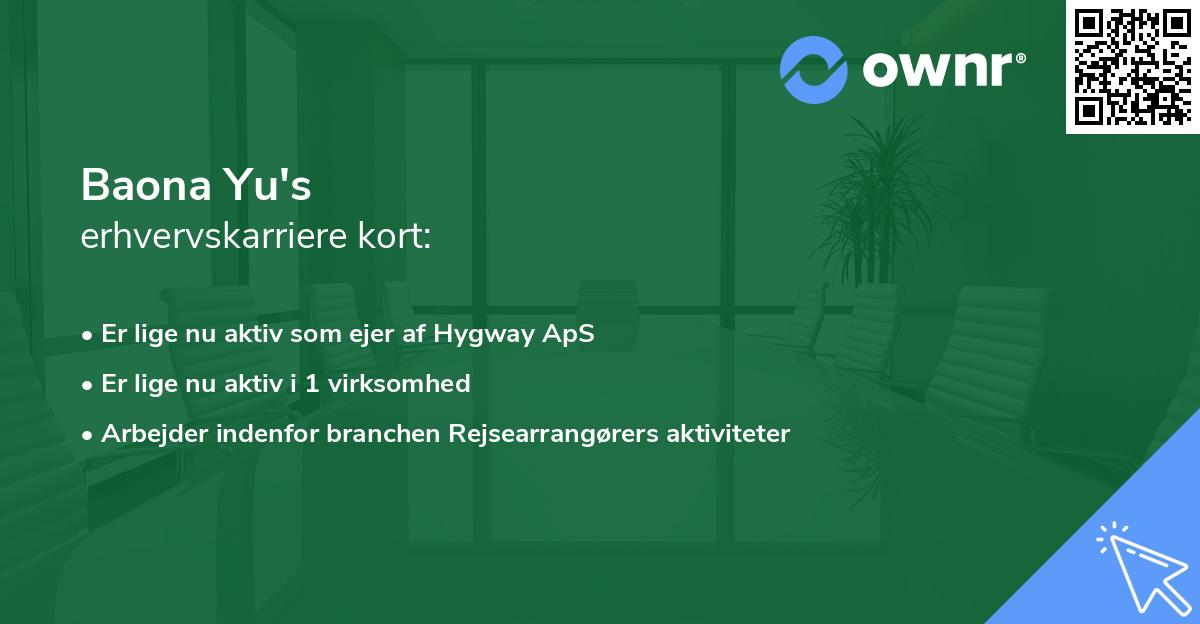 Baona Yu's erhvervskarriere kort
