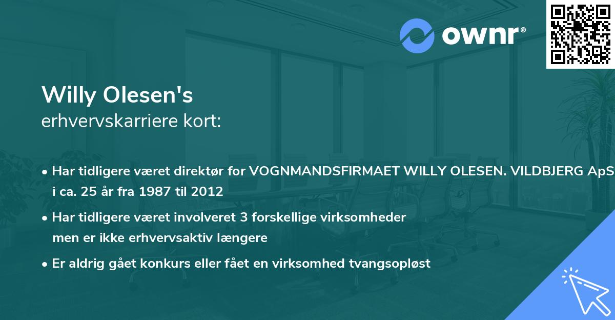 Willy Olesen's erhvervskarriere kort