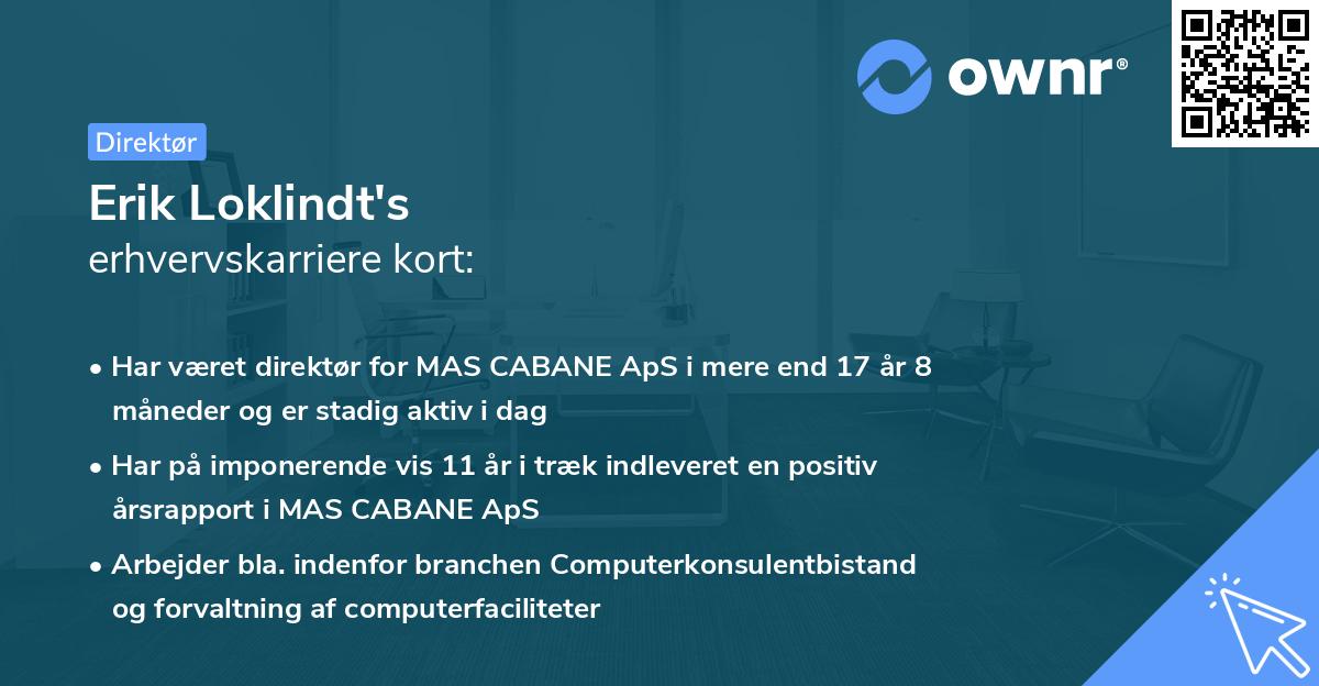 Erik Loklindt's erhvervskarriere kort