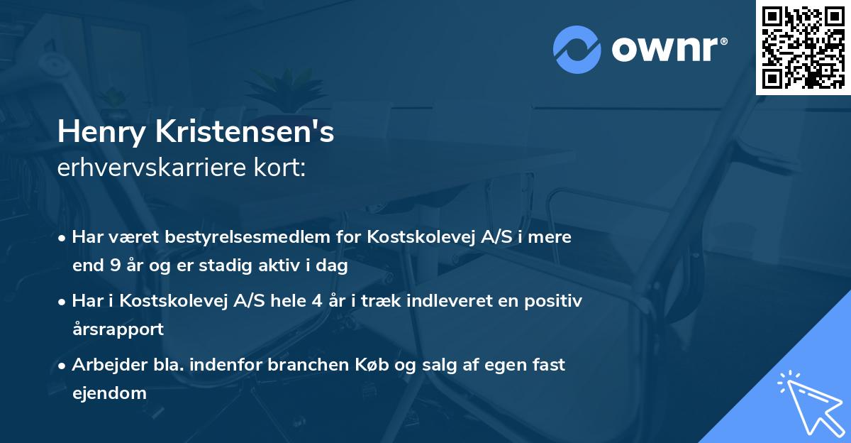 Henry Kristensen's erhvervskarriere kort