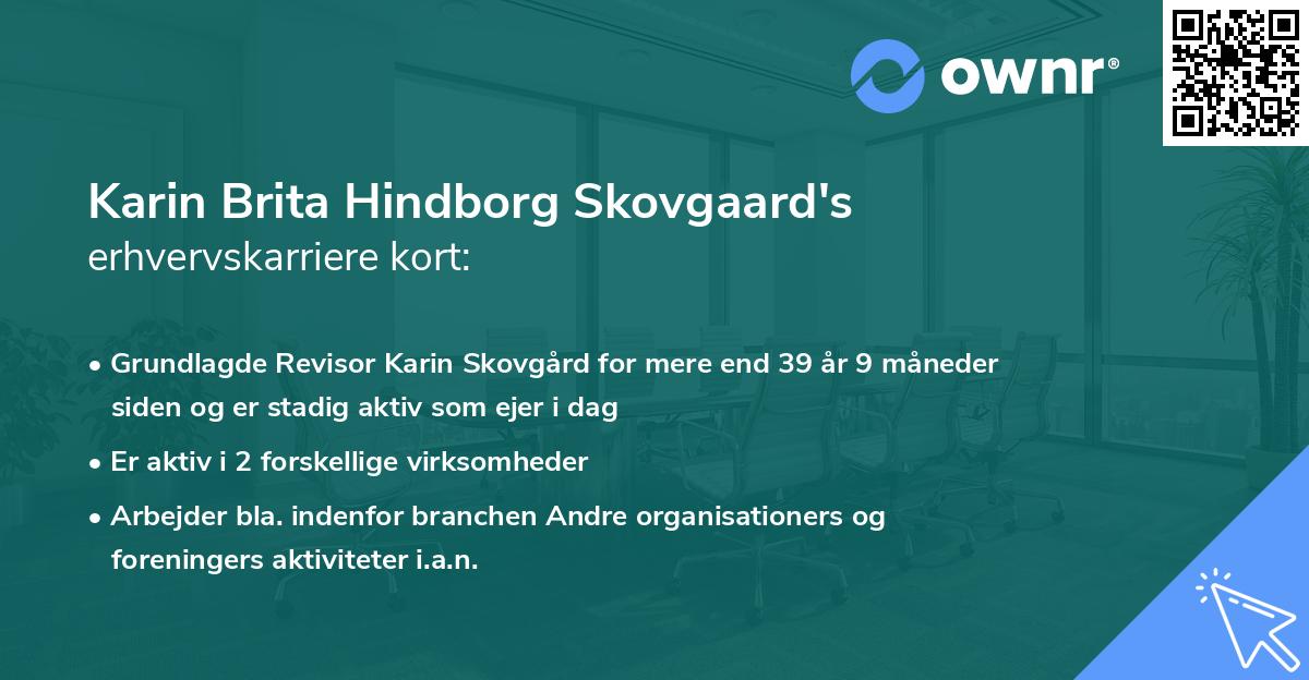 Karin Brita Hindborg Skovgaard's erhvervskarriere kort