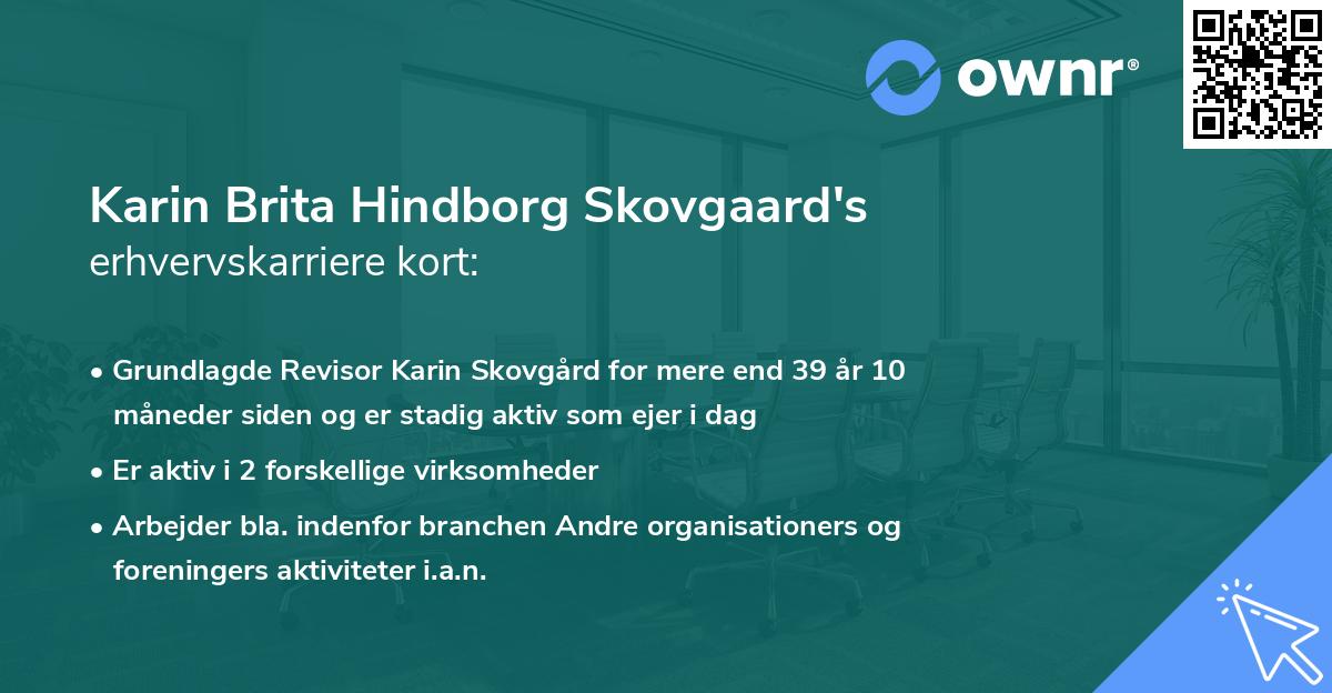 Karin Brita Hindborg Skovgaard's erhvervskarriere kort