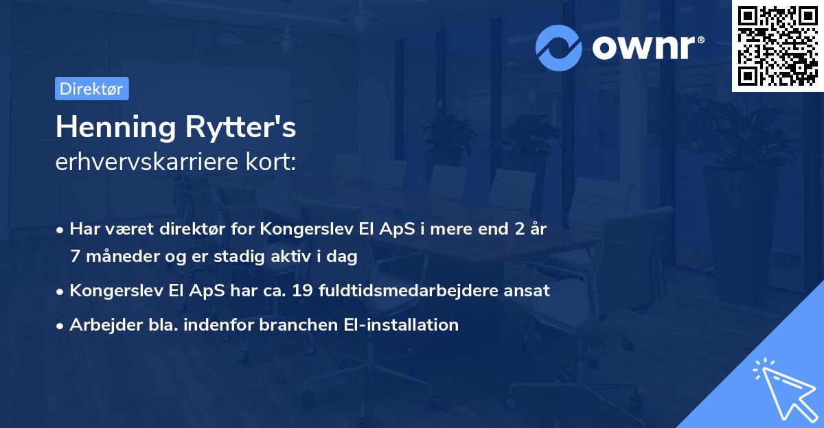 Henning Rytter's erhvervskarriere kort