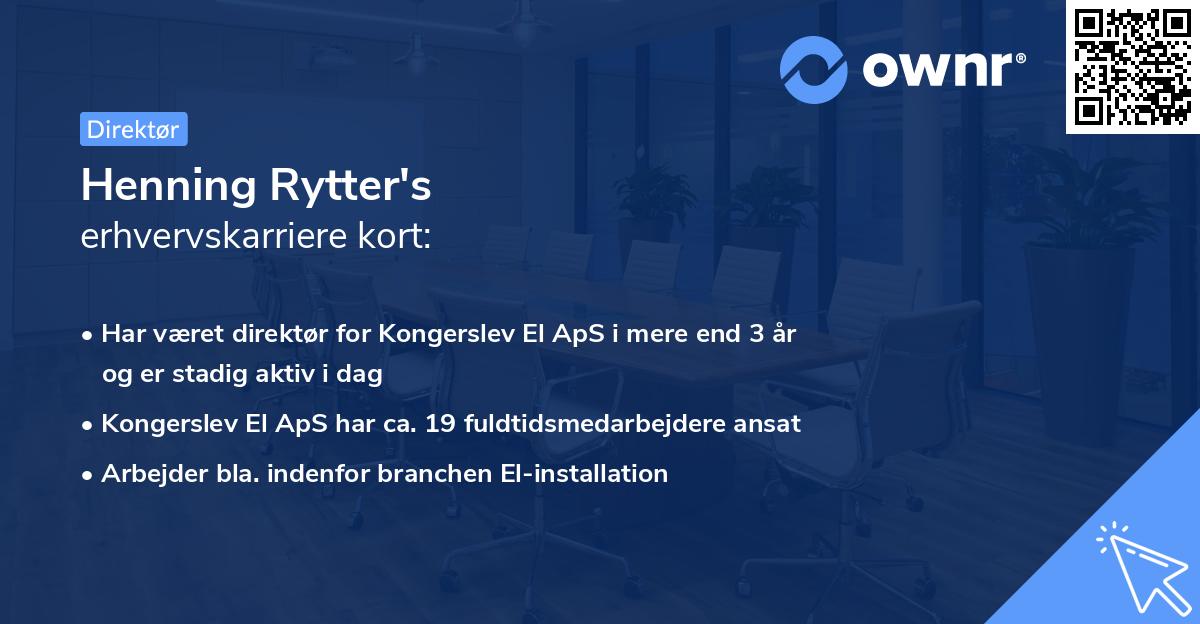 Henning Rytter's erhvervskarriere kort