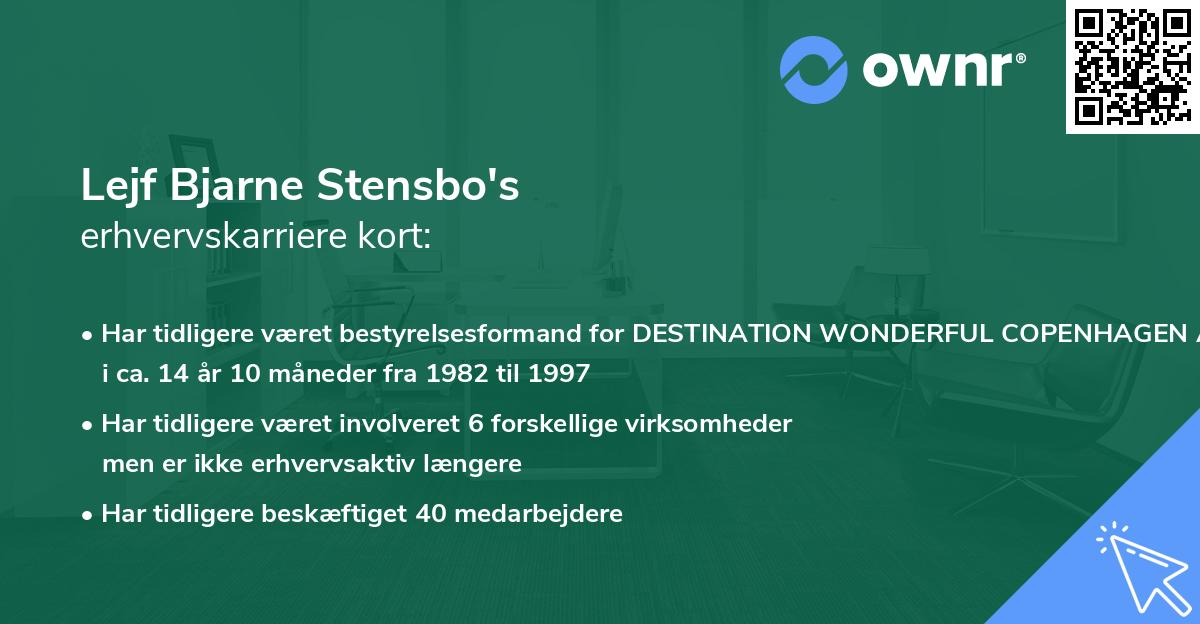 Lejf Bjarne Stensbo's erhvervskarriere kort