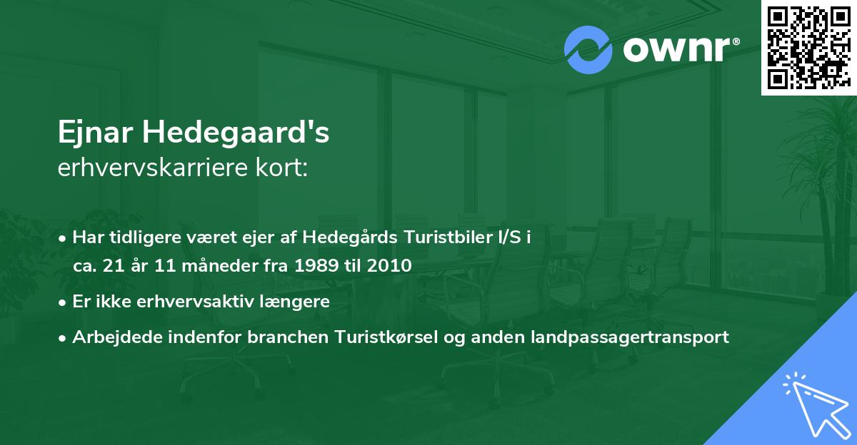 Ejnar Hedegaard's erhvervskarriere kort
