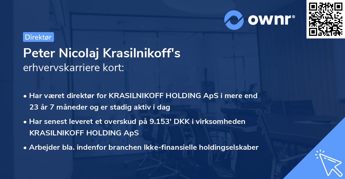 Peter Nicolaj Krasilnikoff's erhvervskarriere kort