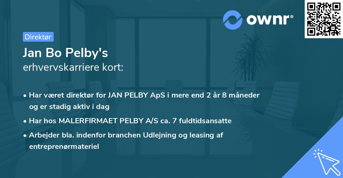 Jan Bo Pelby's erhvervskarriere kort